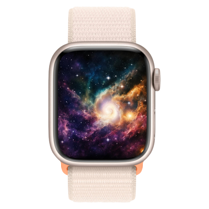 Apple Watch Series 9, 45 мм, корпус из алюминия цвета сияющая звезда, текстильный ремешок цвета сияющая звезда
